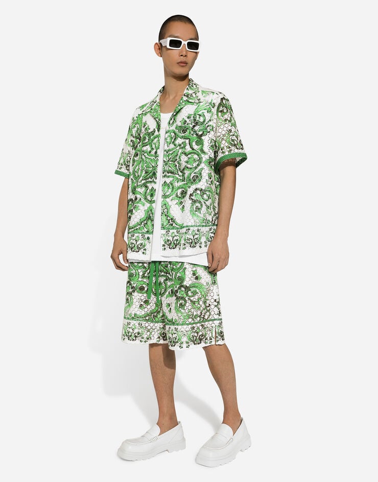 Dolce & Gabbana Рубашка Hawaii в технике кроше с принтом майолики Отпечатки G5JH9TFIM4P