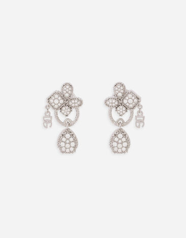 Dolce & Gabbana Boucles d’oreilles Easy Diamond en or blanc 18 ct avec pavé de diamants Doré WSQB1GWPE01