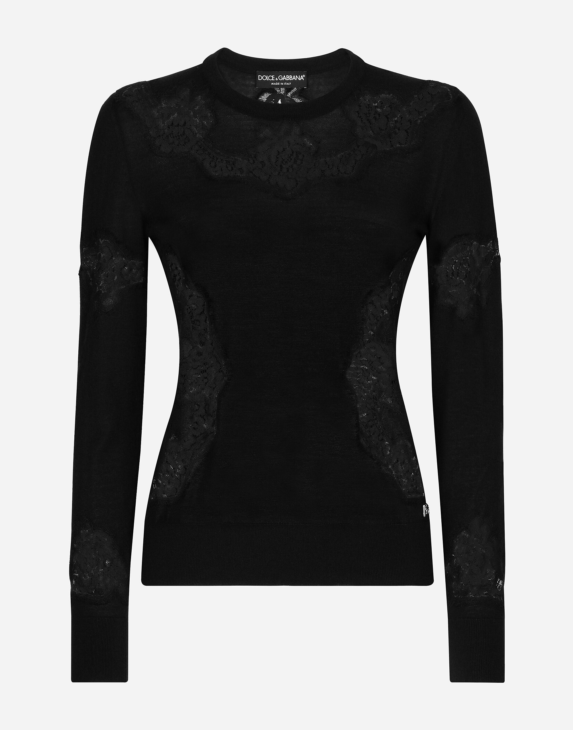 Dolce & Gabbana Cashmere and silk sweater with lace inlay Print FXV07TJAHKG