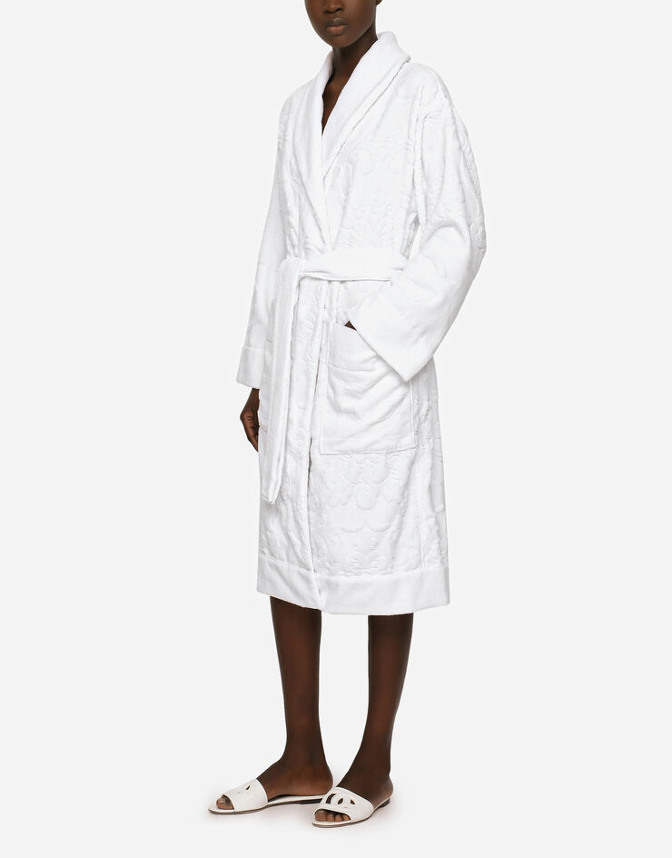 Bath Robe in Terry Cotton Jacquard in Multicolor | Dolce&Gabbana®
