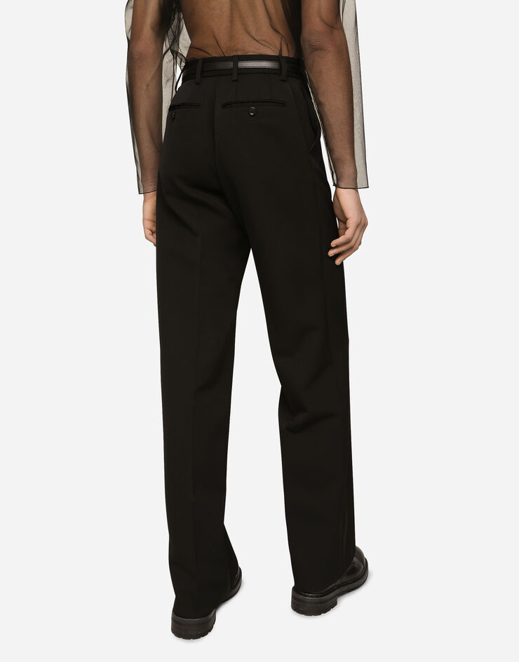 Dolce&Gabbana Pantalon jambe droite en laine Noir GYZMHTFU21E