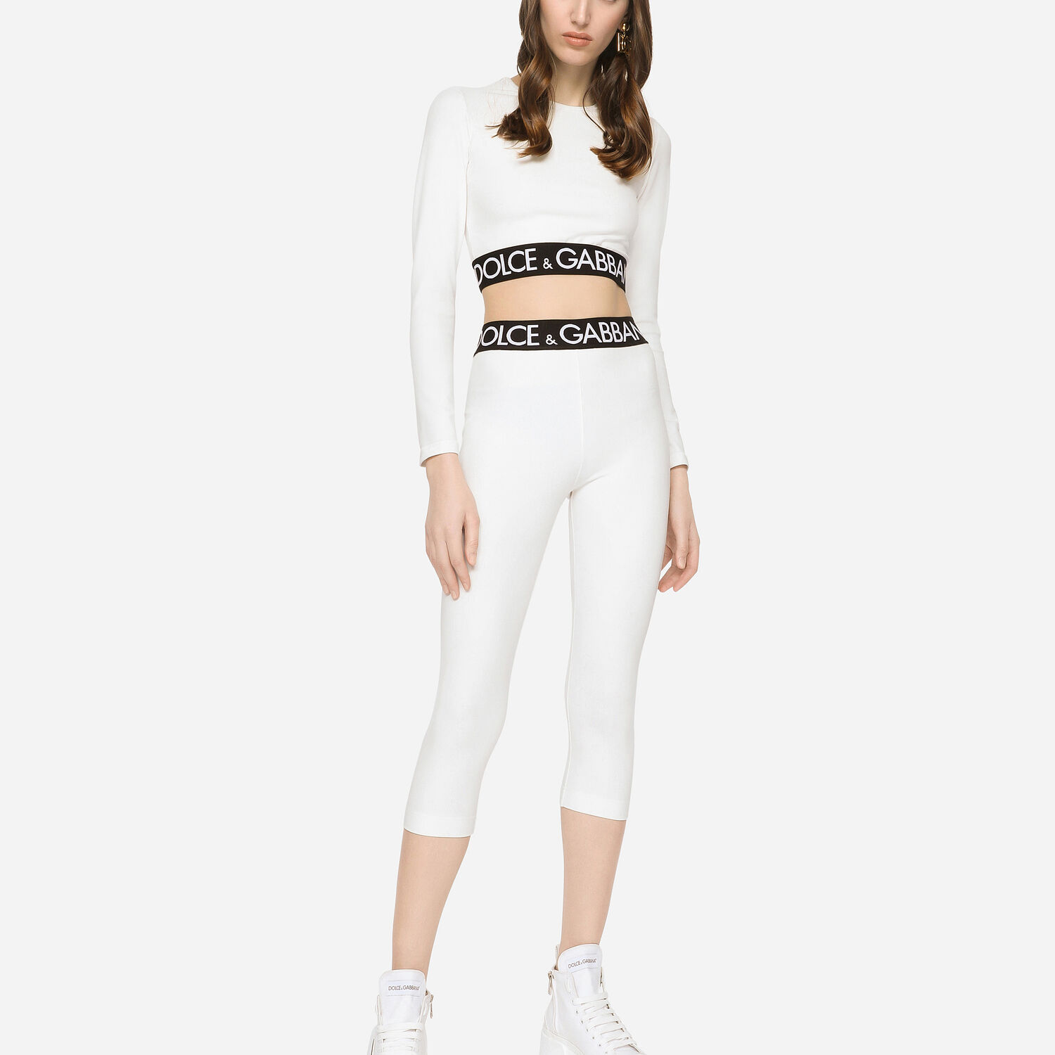 Dolce & Gabbana Jersey leggings with branded elastic female White