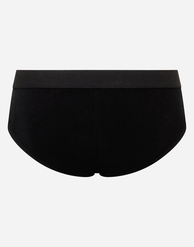 Dolce & Gabbana Slip Brando de punto bielástico con escudo Negro M3C03JONN94