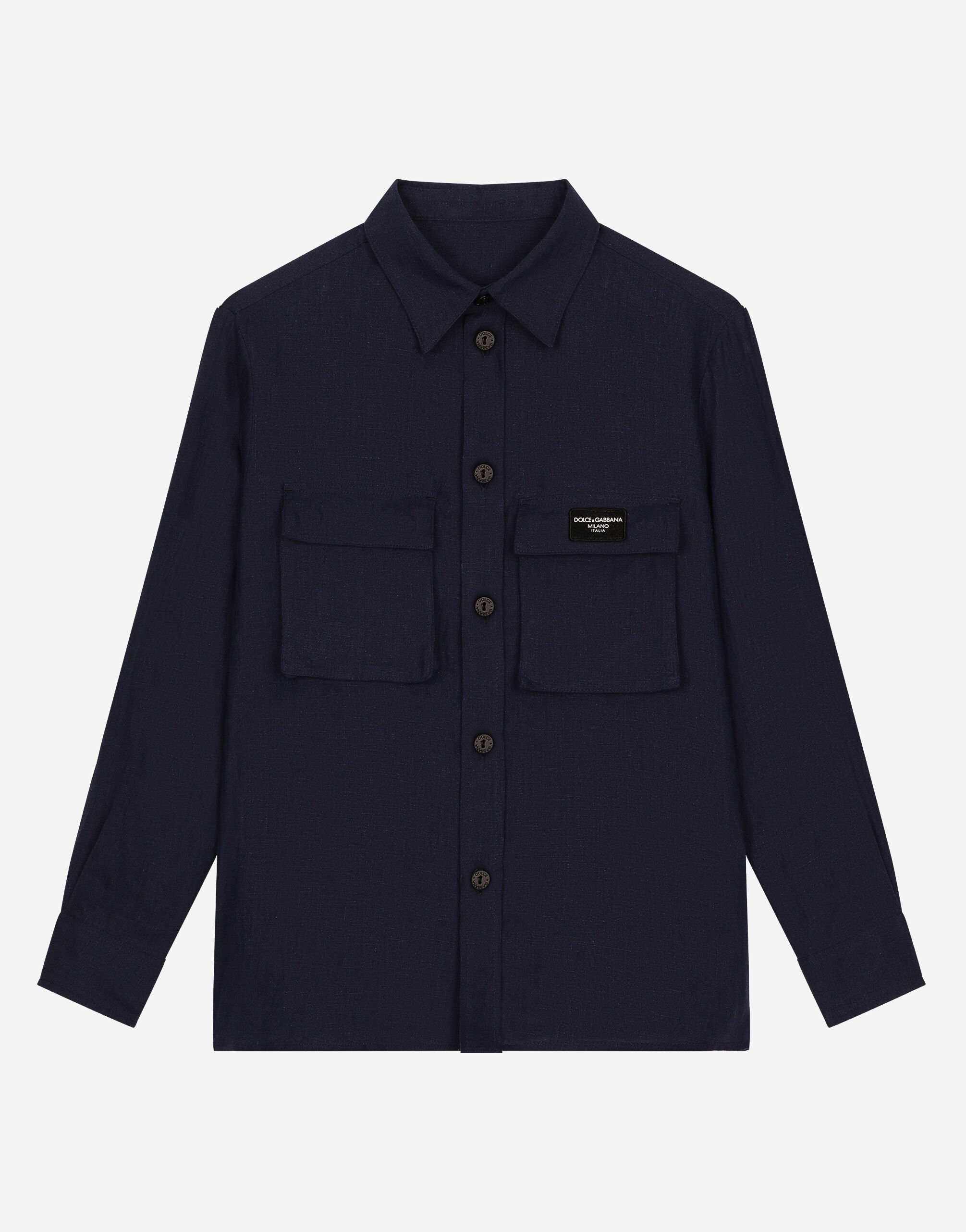 ${brand} Linen shirt with logo tag ${colorDescription} ${masterID}