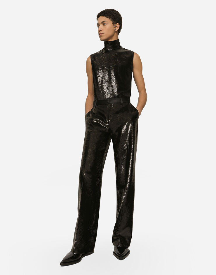 Dolce&Gabbana Paillettenhose mit geradem Bein Schwarz GYZMHTFLSIM