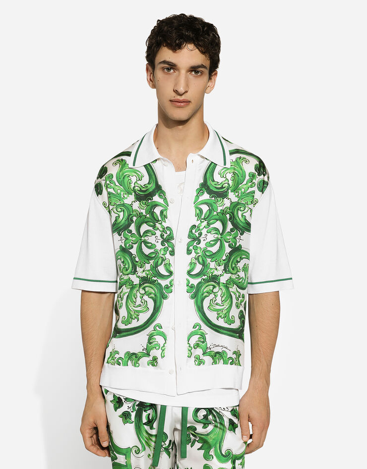 Dolce & Gabbana Oversize-Hemd aus Garn und Seide Majolika-Print Drucken GXV29TJBSJL