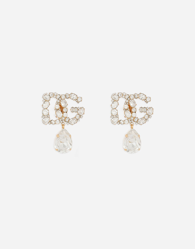 Dolce & Gabbana Boucles d’oreilles avec logo DG et pendentif goutte en strass Doré WEQ6L6W1111