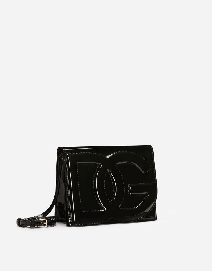 Dolce & Gabbana حقيبة كروس بودي DG Logo Bag من جلد لامع أسود BB7287A1471