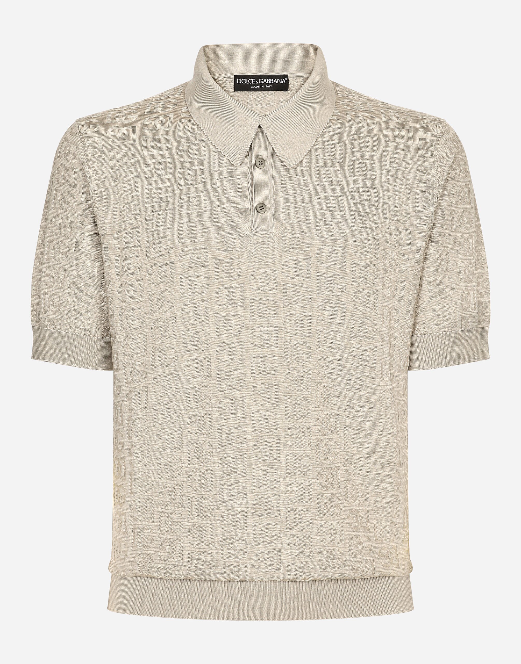 Dolce & Gabbana Silk jacquard polo-shirt with DG logo Print GXV29TJBSJL