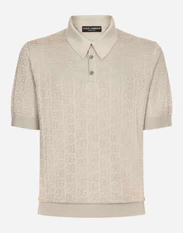 ${brand} Silk jacquard polo-shirt with DG logo ${colorDescription} ${masterID}