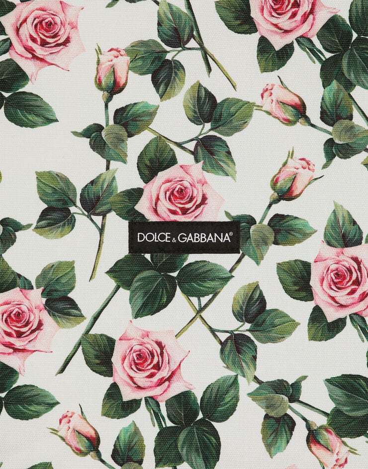 Dolce & Gabbana حقيبة تسوق من قماش كانفاس بطبعة وردة مطبعة GZ031AGI898