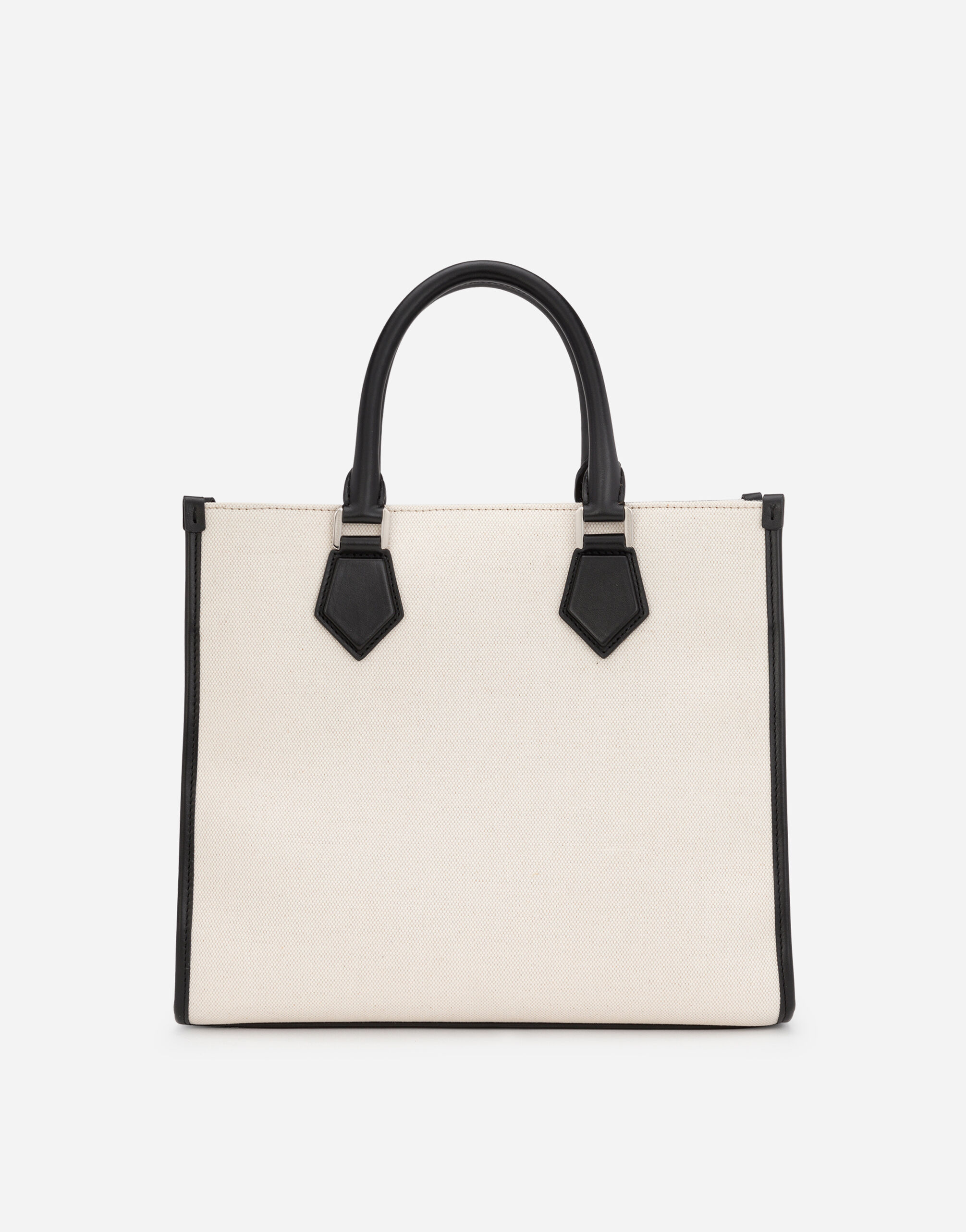 Canvas shopper with calfskin nappa details