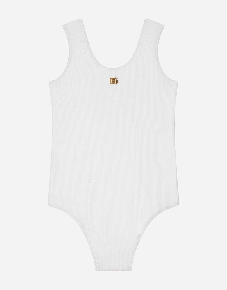 Dolce & Gabbana 卷褶平纹针织连体泳衣 白 L5J853ON00Q