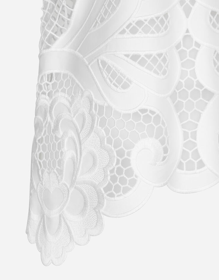 Dolce & Gabbana Top en coton avec broderie ajourée Blanc F7AB6ZGDCJ8