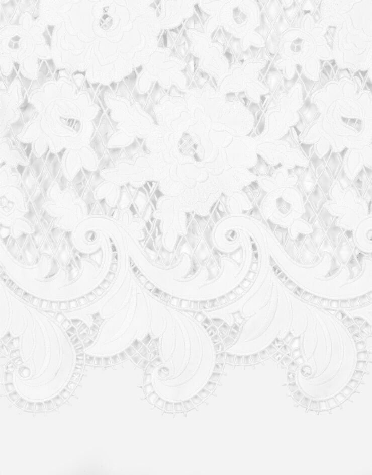 Dolce & Gabbana فستان قصير قطني بتطريز تخريمات زهور أبيض F6JIBZFG6AD