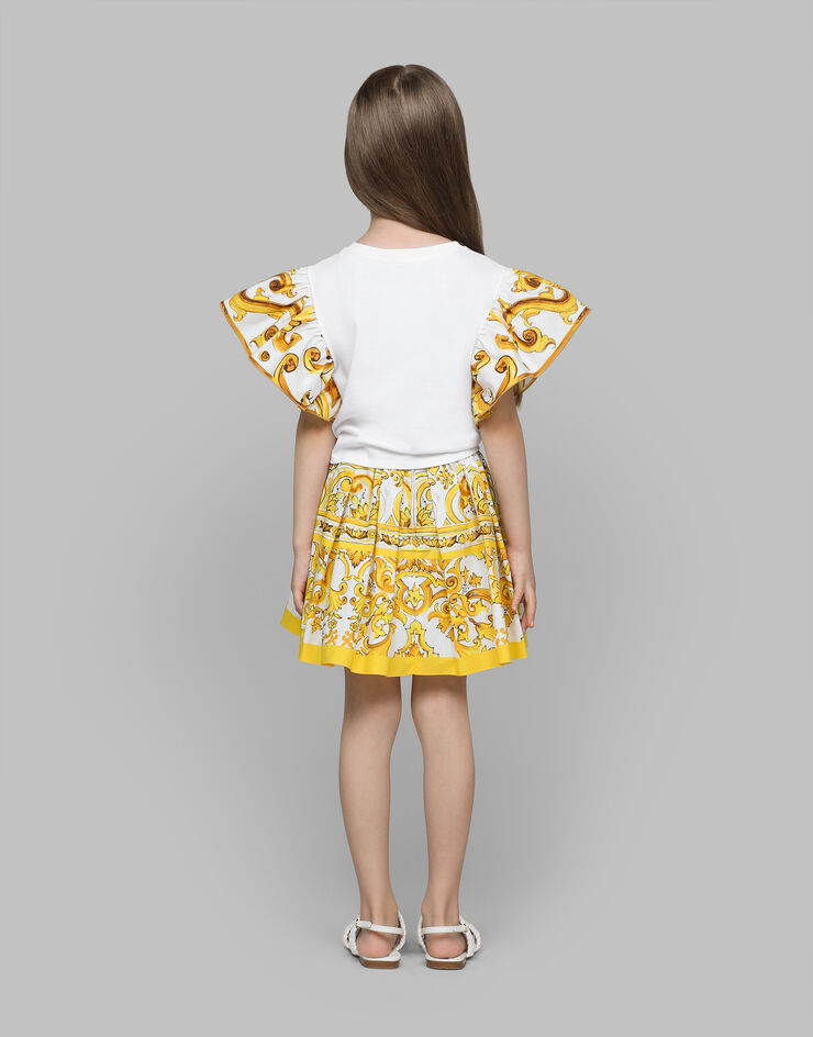 Dolce & Gabbana T-shirt en jersey avec imprimé majoliques jaunes et logo Dolce&Gabbana Multicolore L5JTNSG7NRH