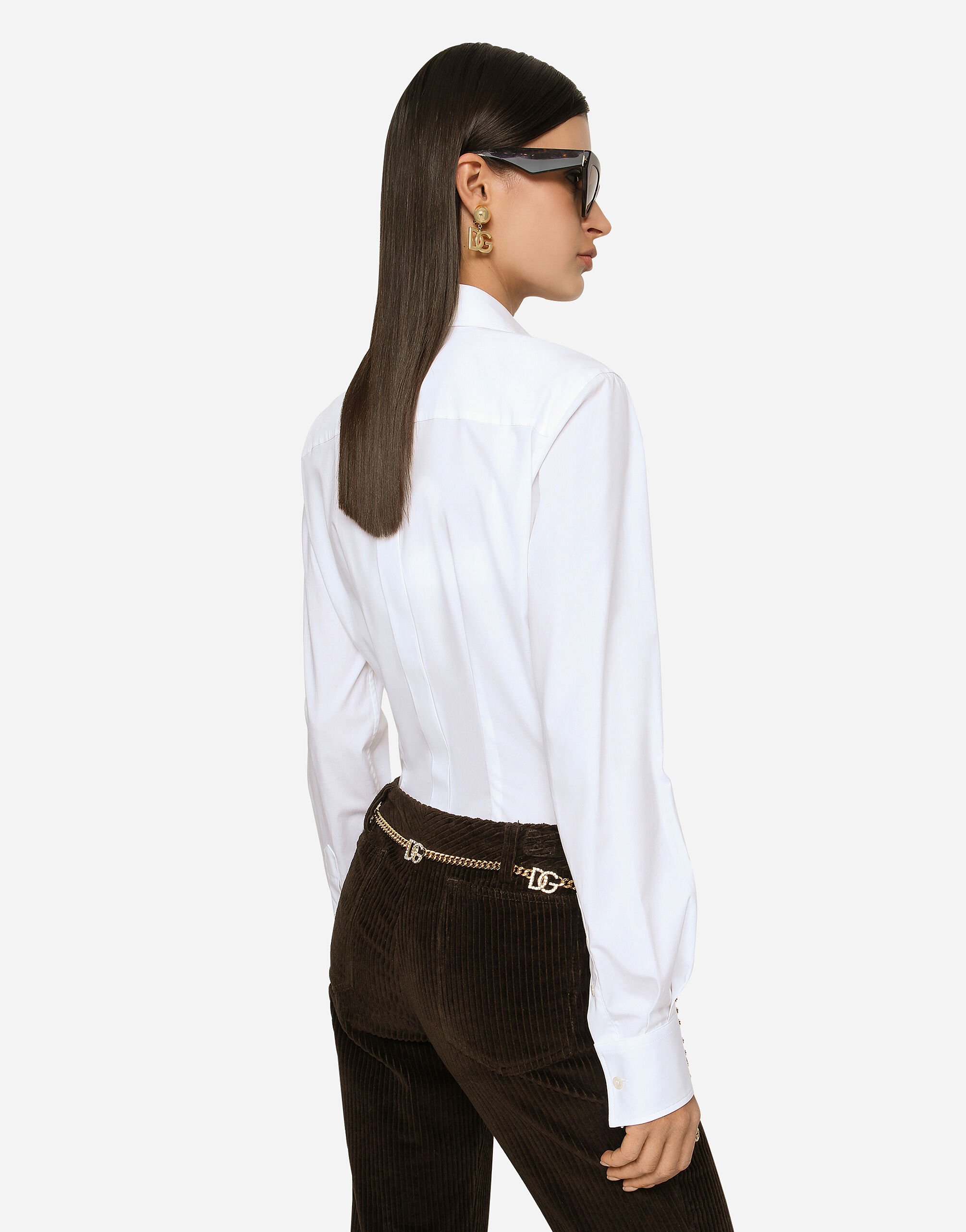 Stretch poplin shirt in White for | Dolce&Gabbana® US