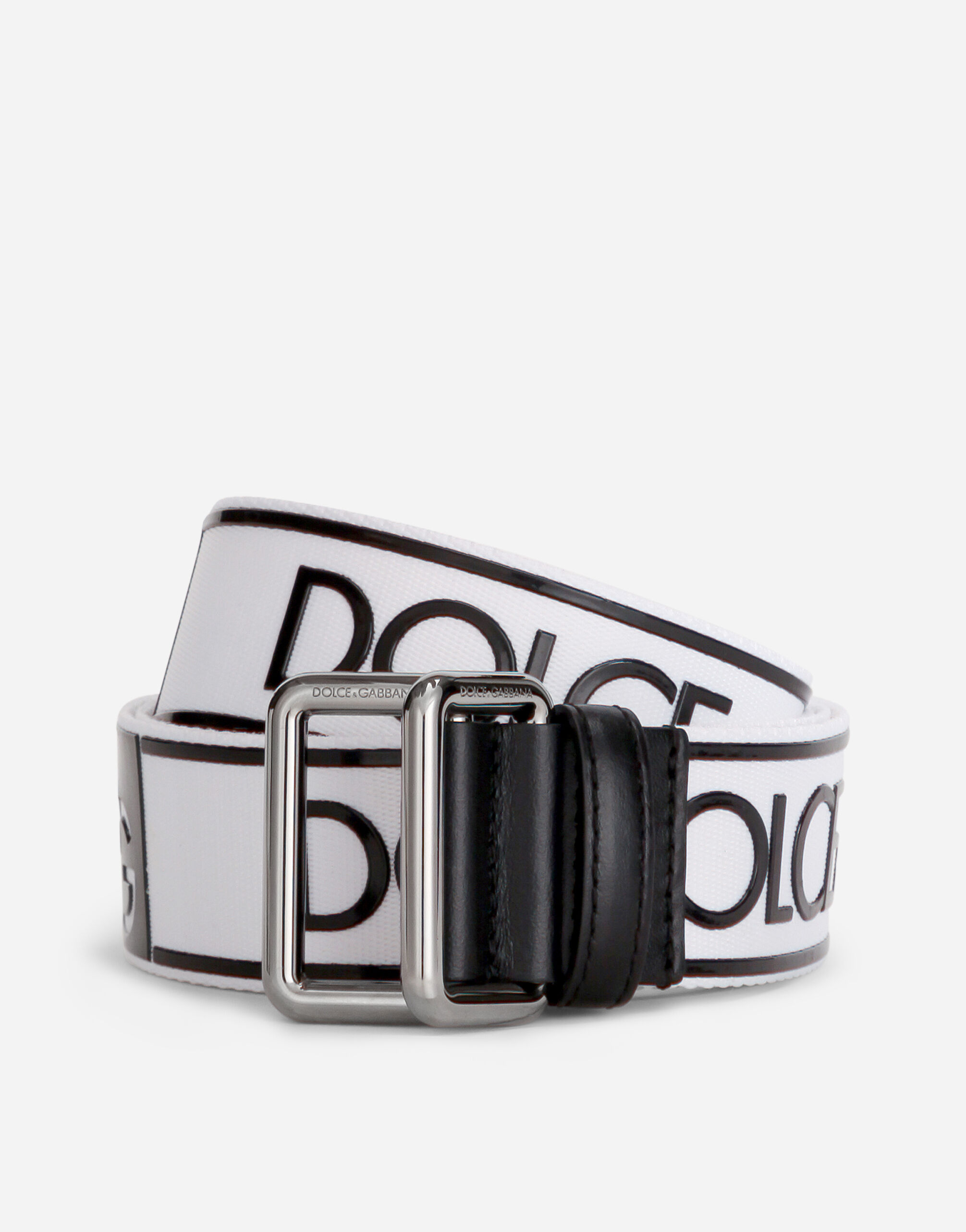 ホワイト/ブラックのメンズ ベルト リボン ロゴ | Dolce&Gabbana®