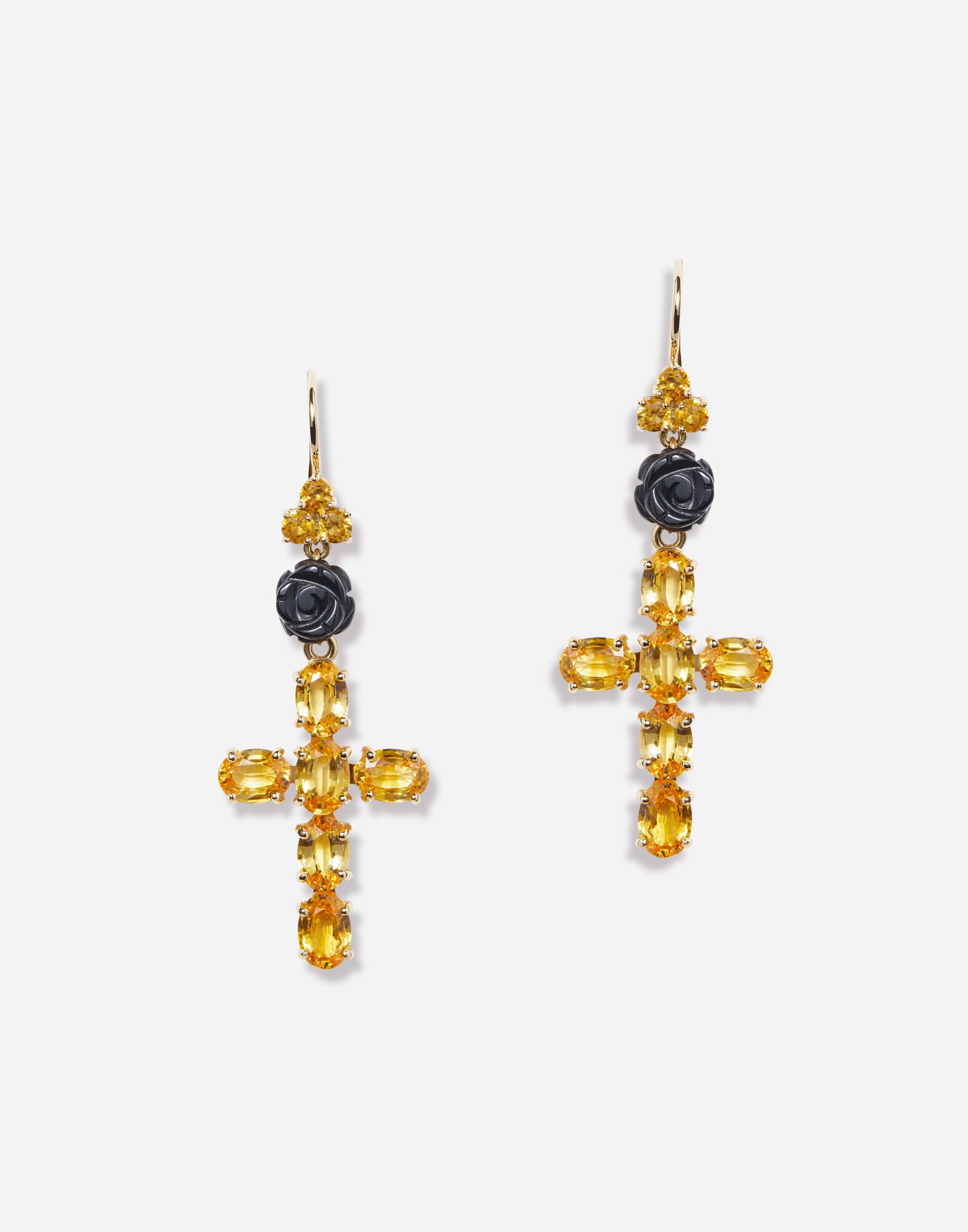 Dolce & Gabbana Family yellow gold earrings with yellow sapphires White WEQA1GWSPBL