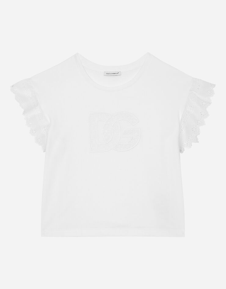 Dolce & Gabbana Jersey T-shirt with DG logo White L5JTOAG7NYX