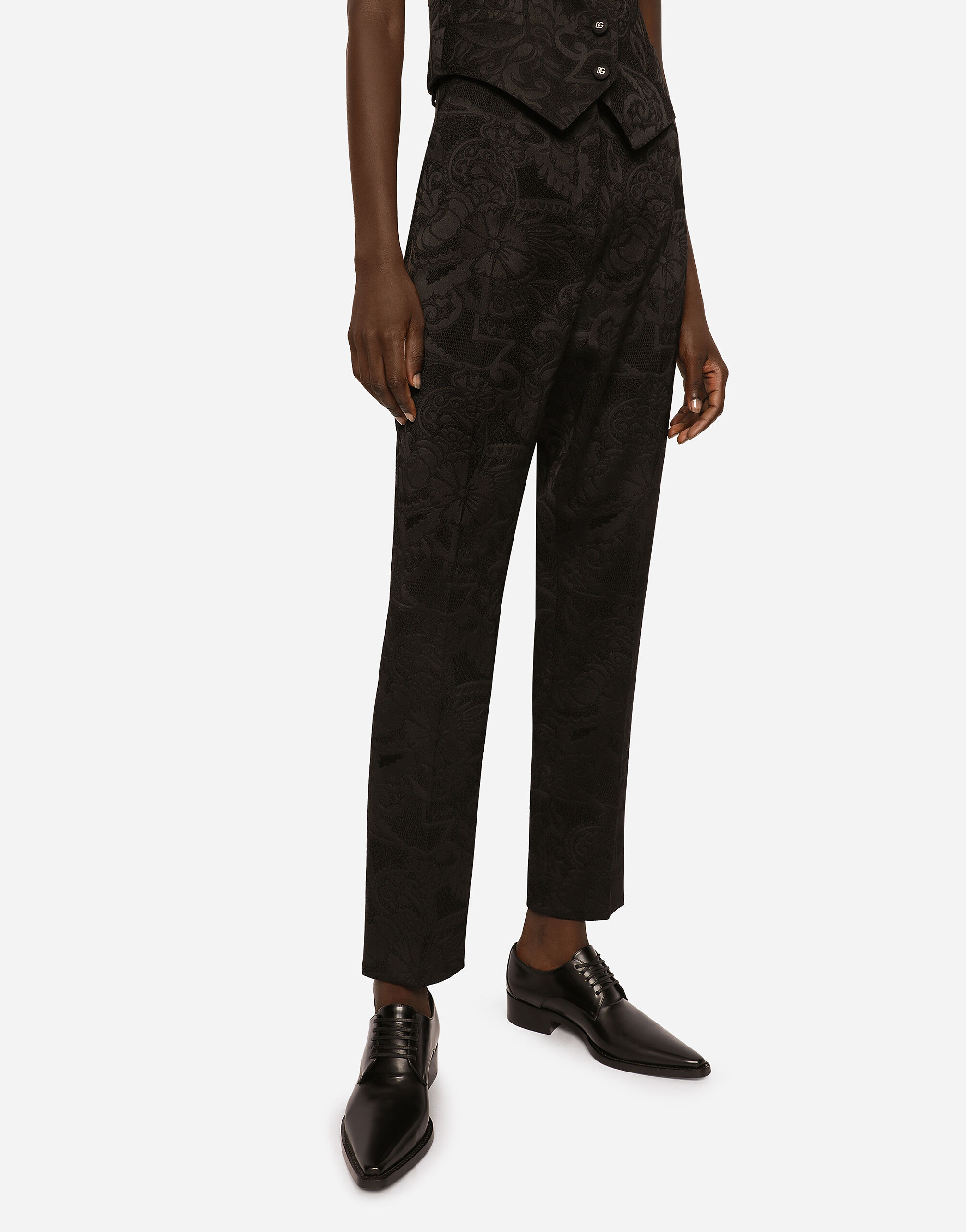 Floral jacquard pants in Black for | Dolce&Gabbana® US
