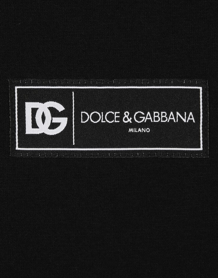 Dolce & Gabbana Kurzarm-T-Shirt aus Baumwolle Allover-Logo Schwarz G8RK1THU7MA