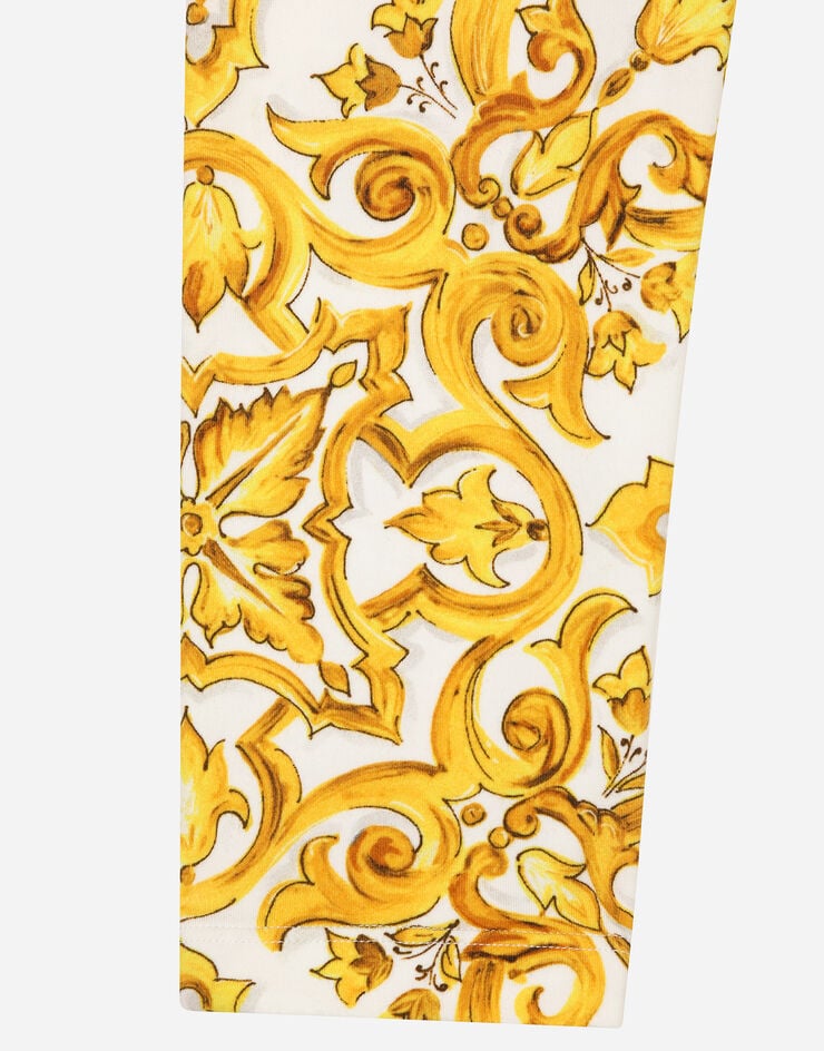 Dolce & Gabbana Interlock leggings with yellow majolica print Print L5JP5BHPGF4