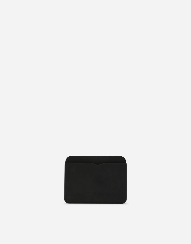 Rubber card holder with embossed logo in Black for Men | Dolce&Gabbana®