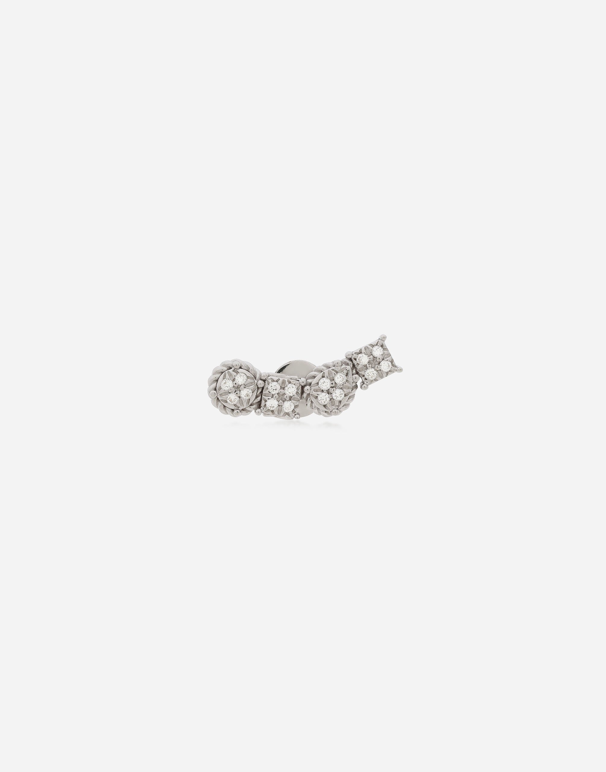 Dolce & Gabbana Mono boucle d’oreille en or blanc 18 ct avec pavé de diamants Blanc WEQA1GWSPBL
