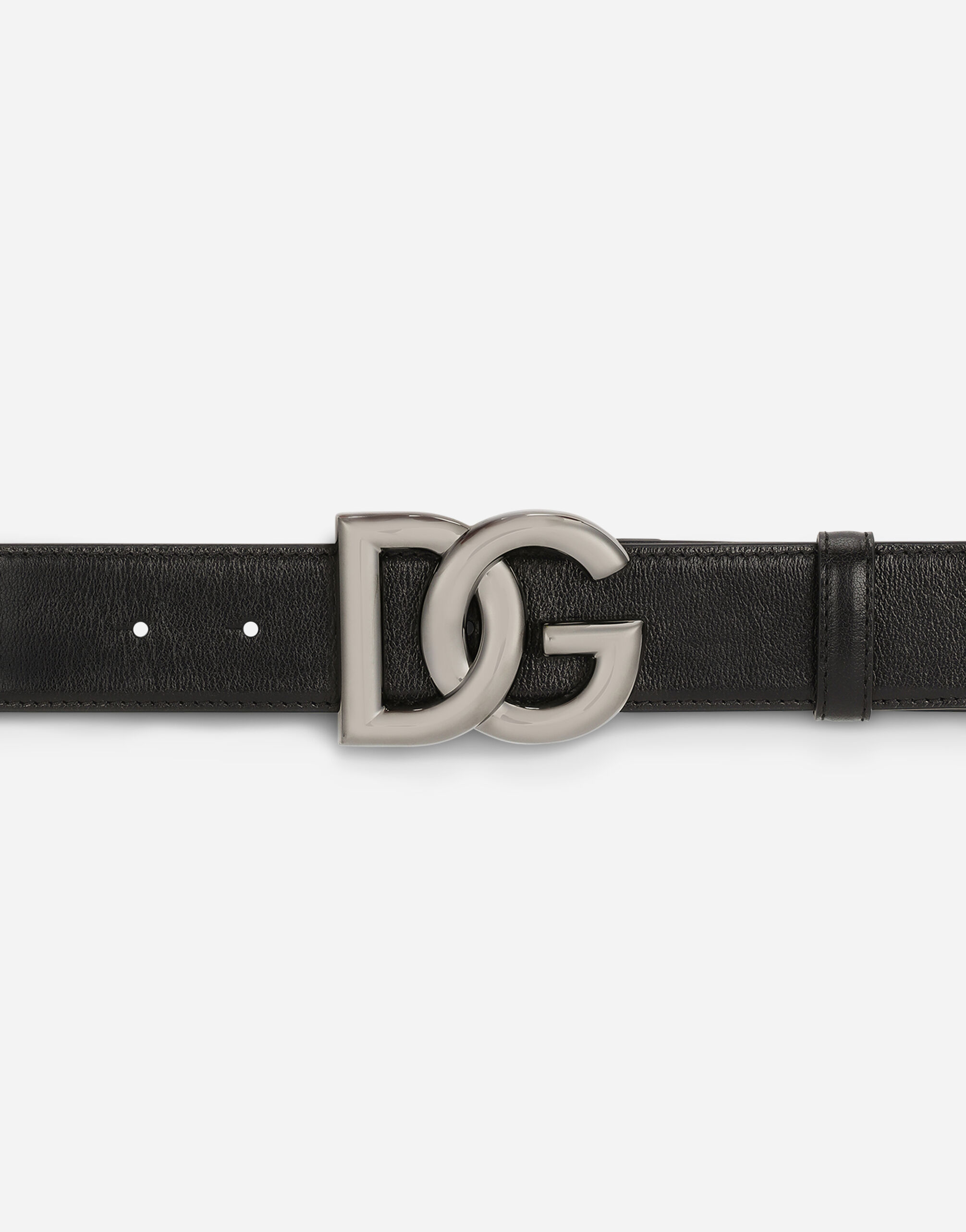 ブラックのメンズ Calfskin belt with crossover DG buckle logo 