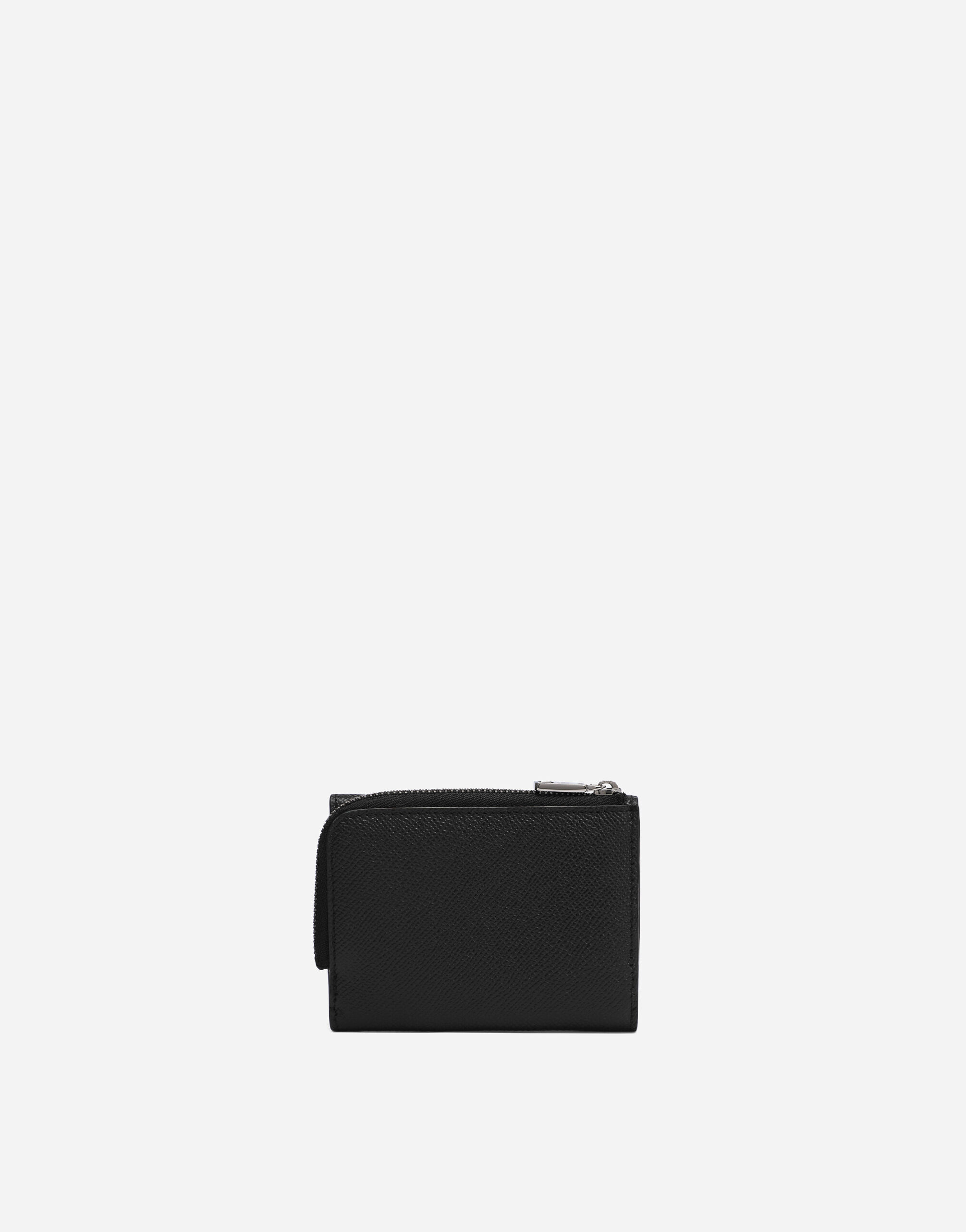 ブラックのメンズ Calfskin French-flap wallet with logo tag 