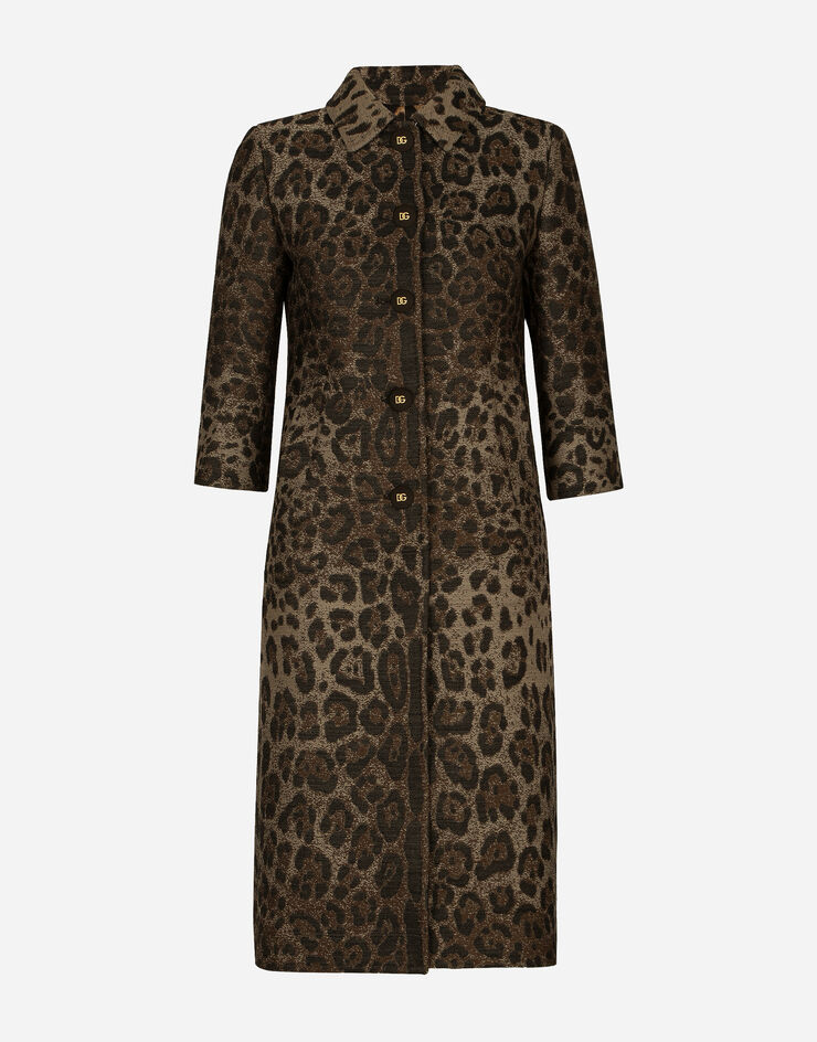 Dolce&Gabbana Однобортное пальто из шерсти с жаккардовым леопардовым узором разноцветный F0V9ITFJ3D9