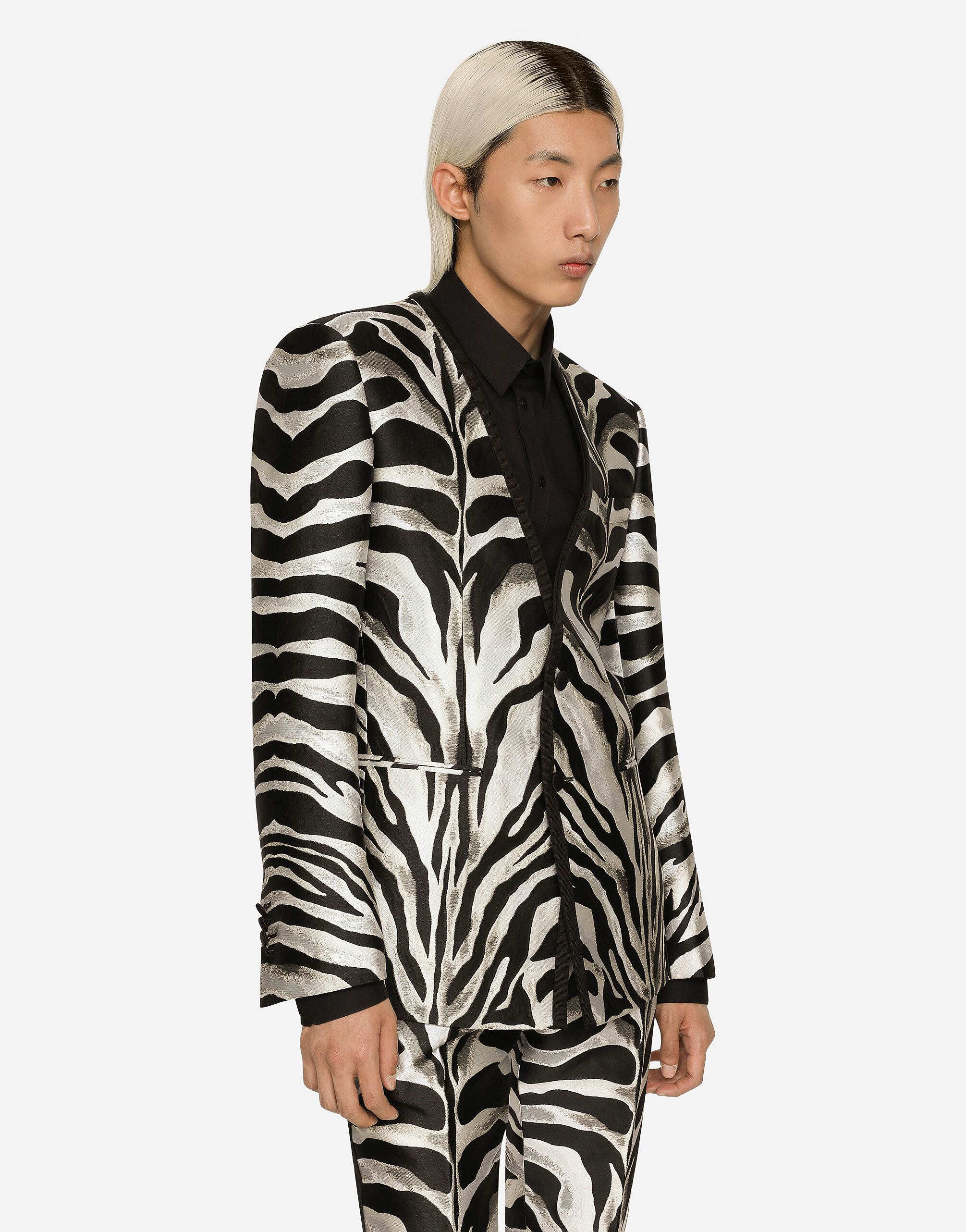Zebra-design lamé jacquard Sicilia-fit jacket