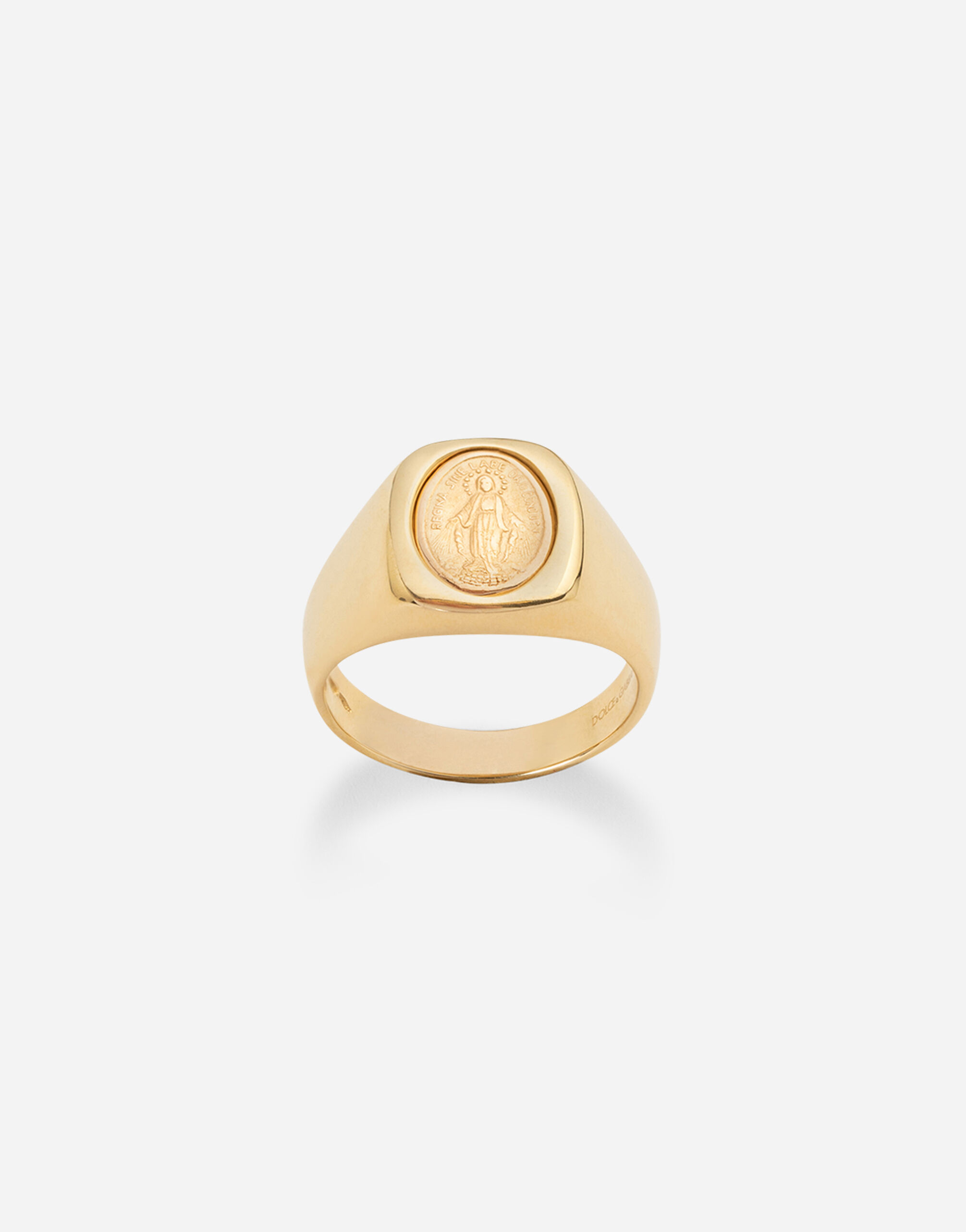 ${brand} Devotion yellow and red gold ring with oval Virgin Mary medal with a vintage look ${colorDescription} ${masterID}