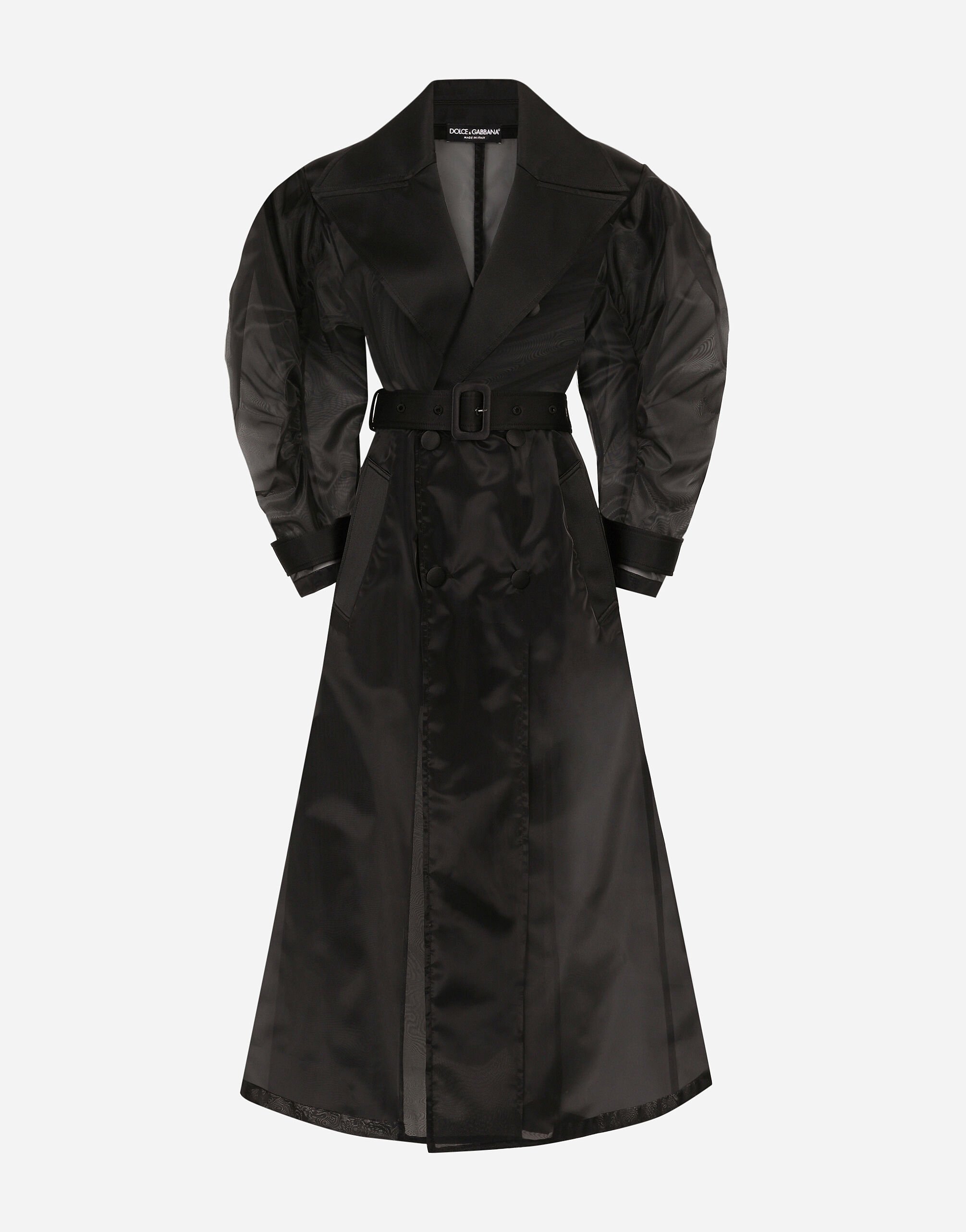 Dolce & Gabbana Technical organza trench coat with gathered sleeves Print F6DAOTFS8C3