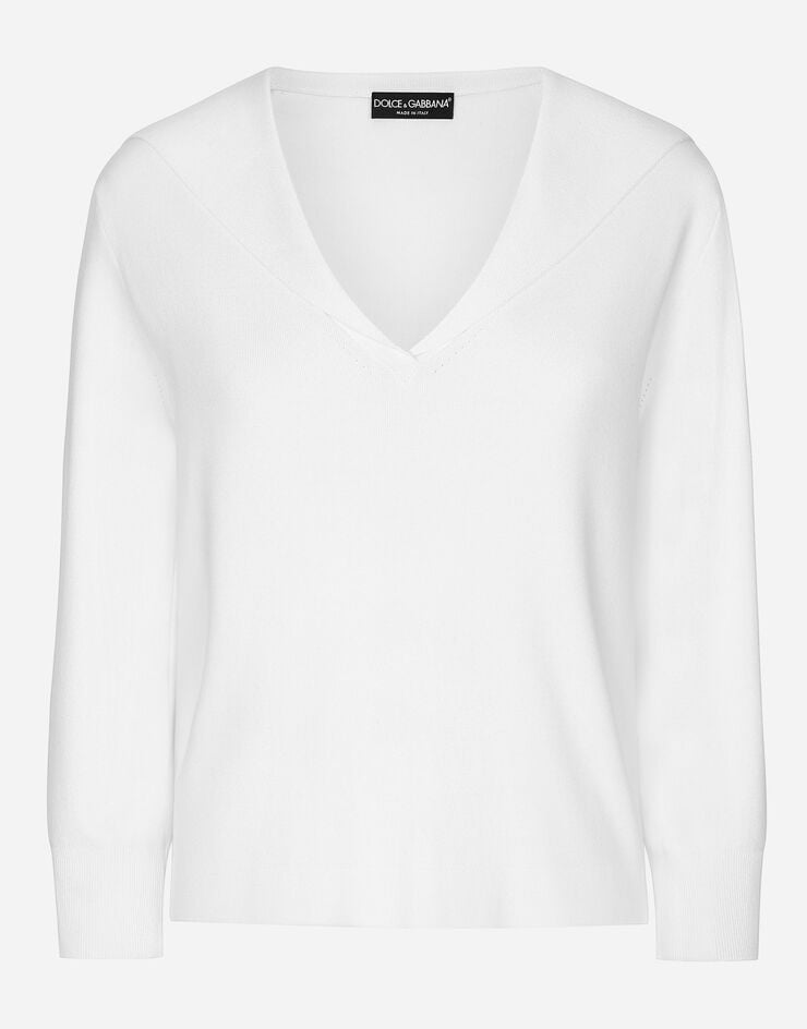 Dolce & Gabbana ビスコース セーラーカラー セーター ホワイト FXZ13TJFMGL