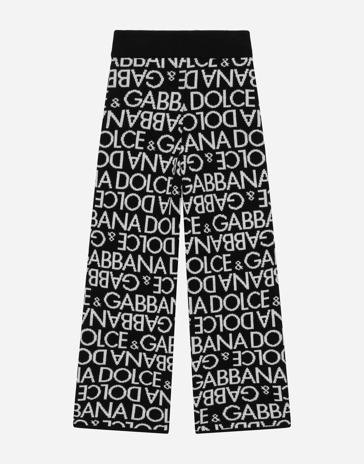 Dolce&Gabbana Pantalone in maglia con logo jacquard allover Multicolor L5KP07JCVM3