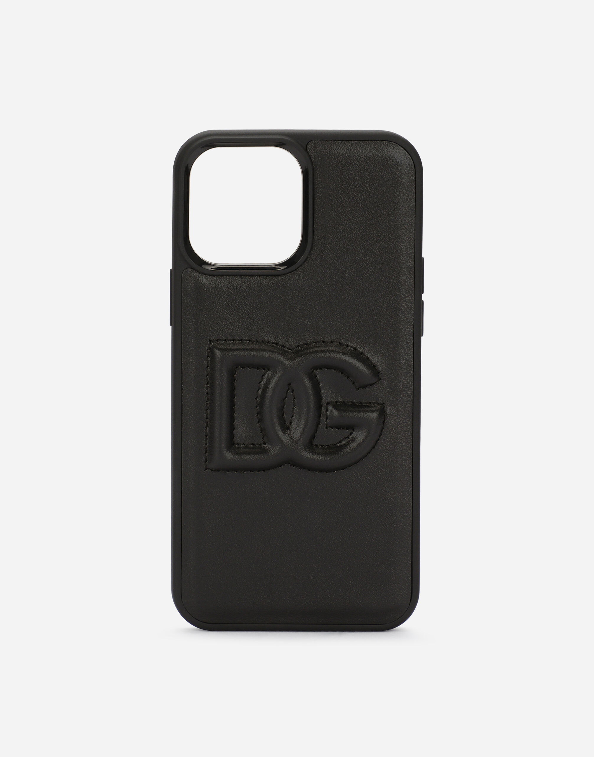 Calfskin DG Logo iPhone 13 Pro Max cover in Black for