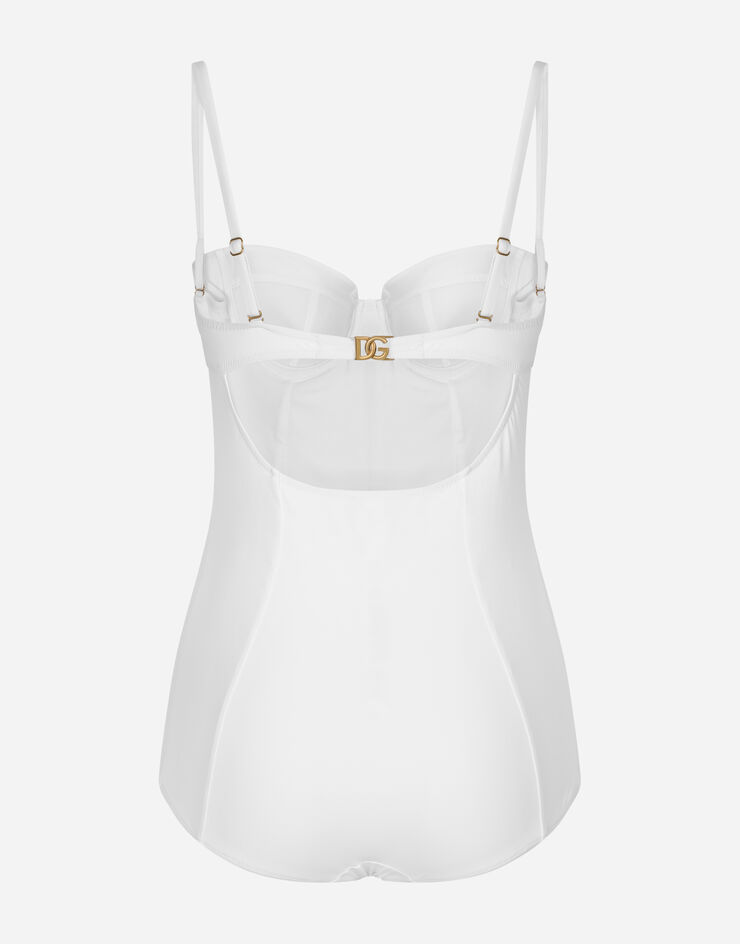 Dolce & Gabbana Full swimsuit with balcony neckline White O9A13JONO12