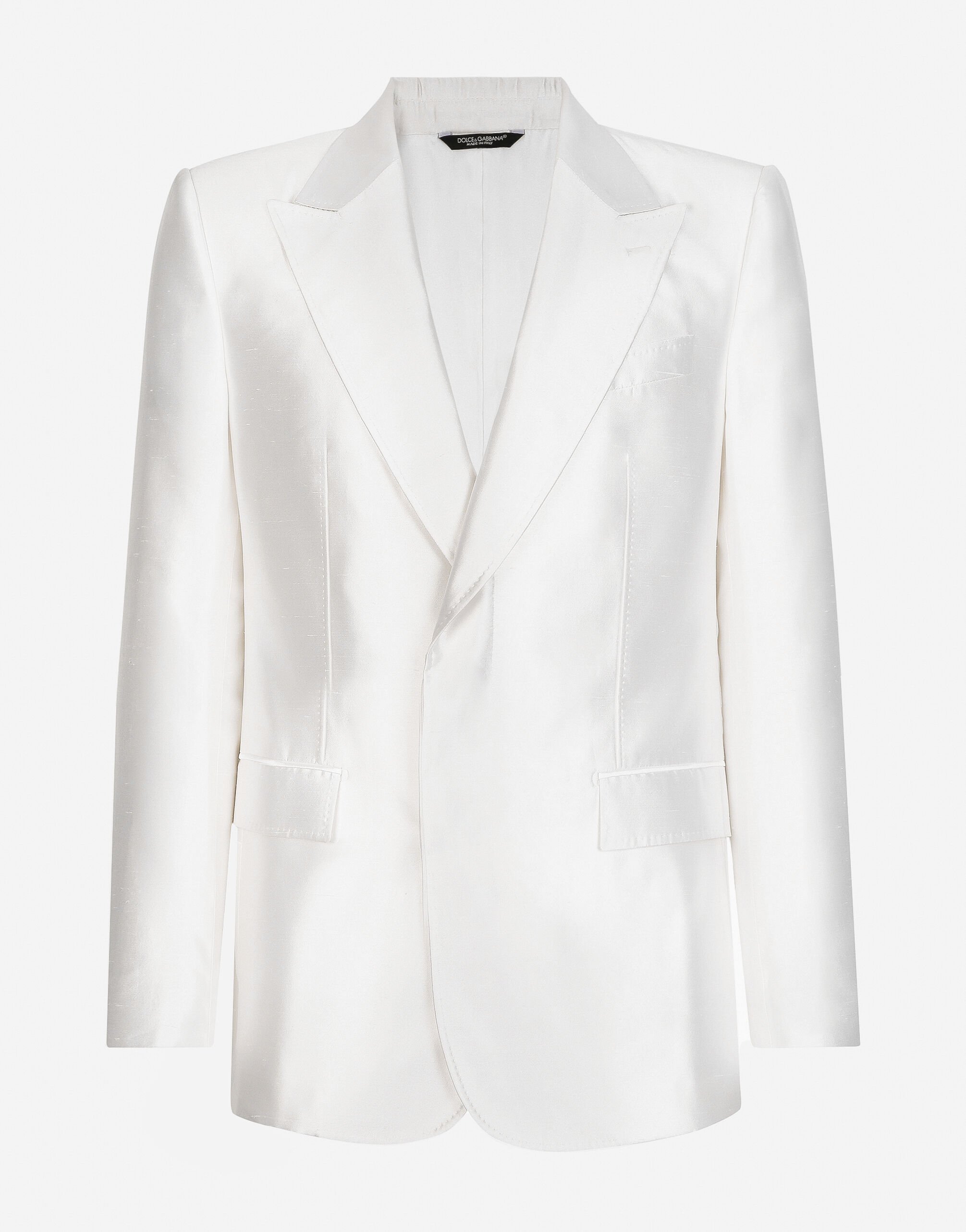 Dolce & Gabbana Однобортный пиджак Sicilia из шелковой чесучи белый GKAHMTFUTBT