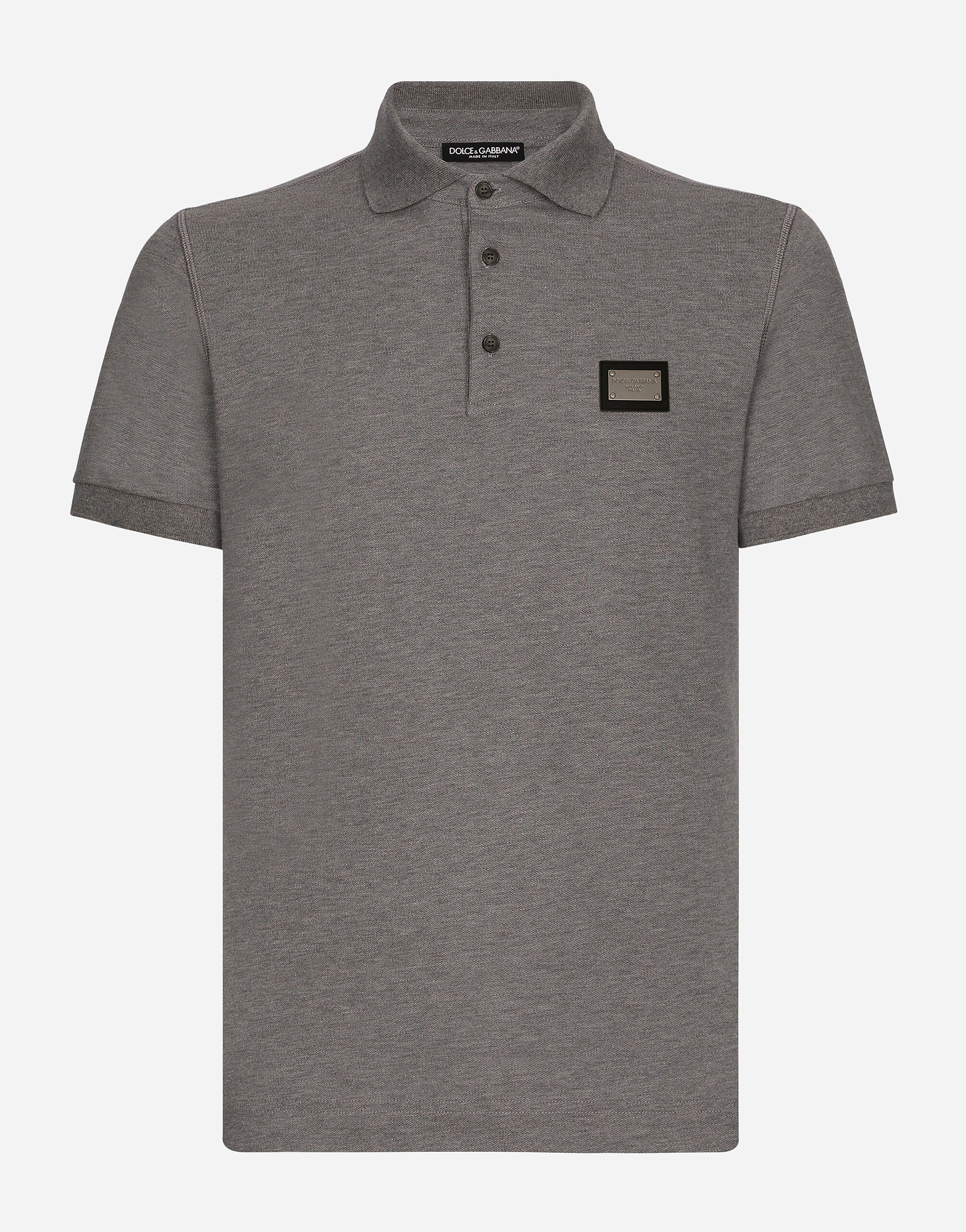 ${brand} Cotton piqué polo-shirt with branded tag ${colorDescription} ${masterID}
