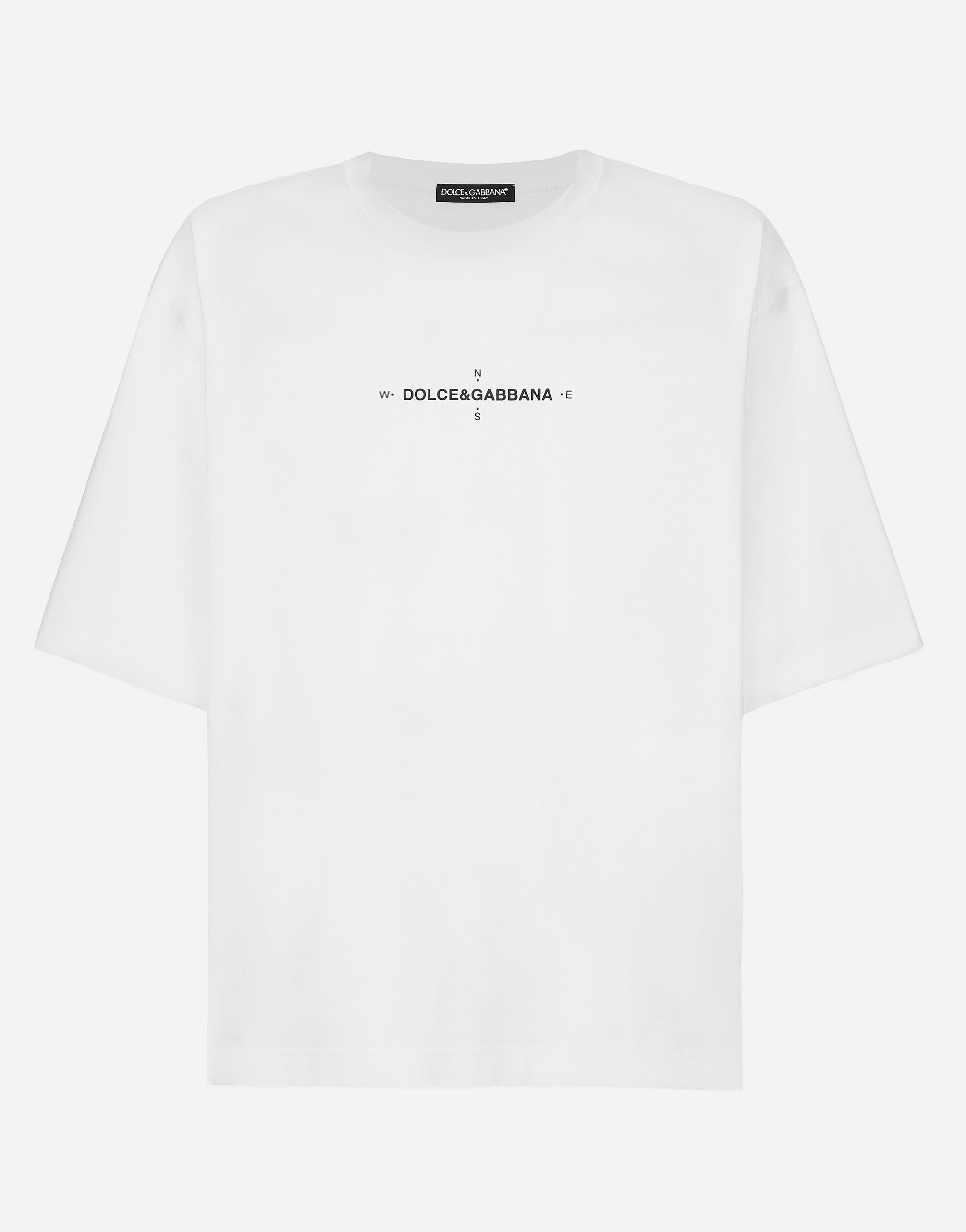 Short-sleeved Marina-print T-shirt in White for | Dolce&Gabbana® US
