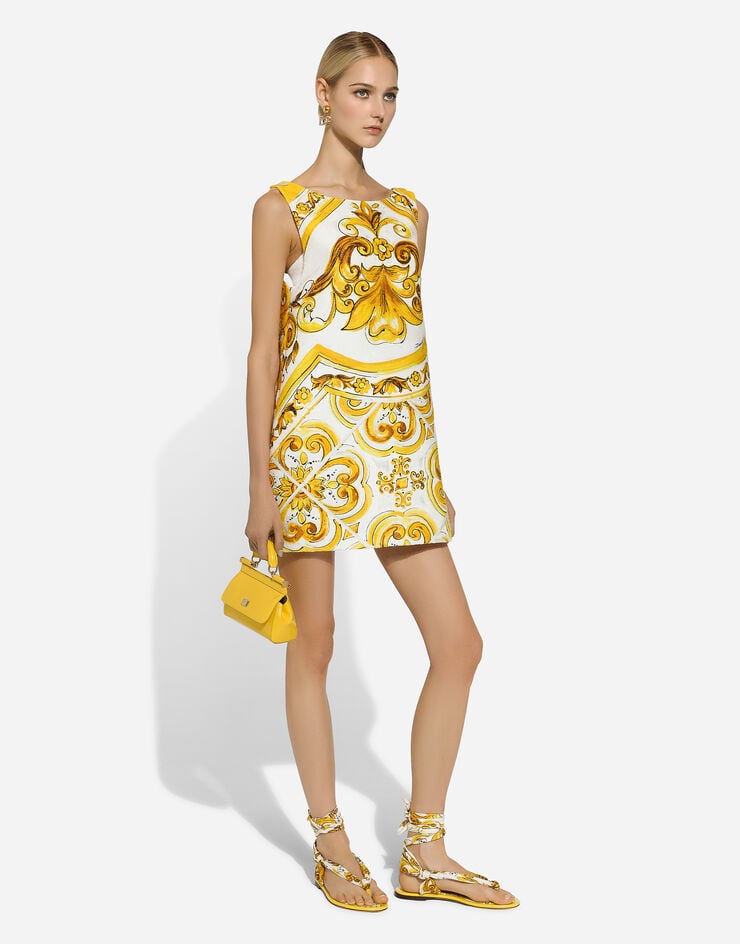 Dolce & Gabbana Короткое платье из парчи с принтом майолики Отпечатки F6JHPTFPTAZ