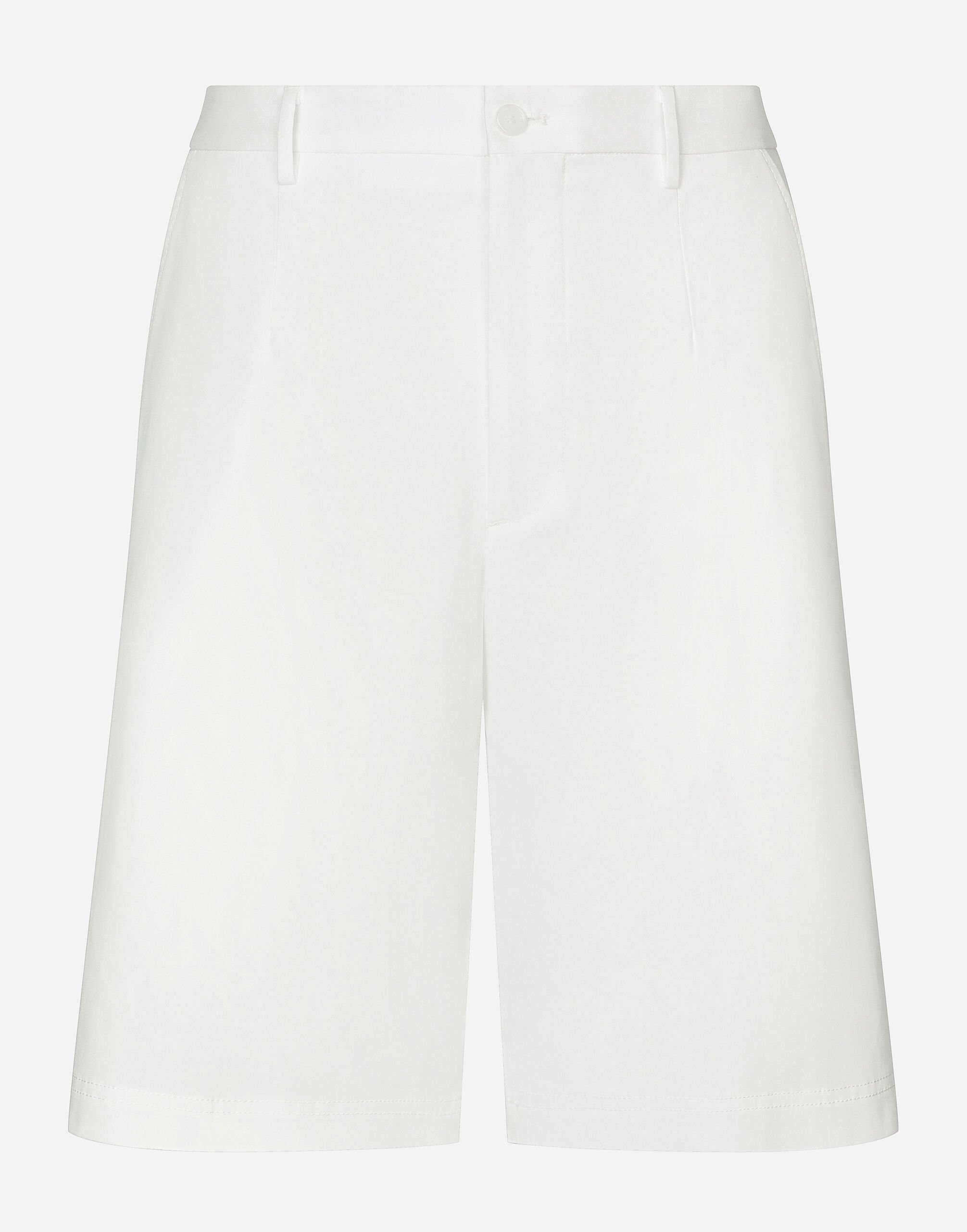 Dolce & Gabbana Stretch cotton shorts with branded tag Print G8RV9TII7CZ