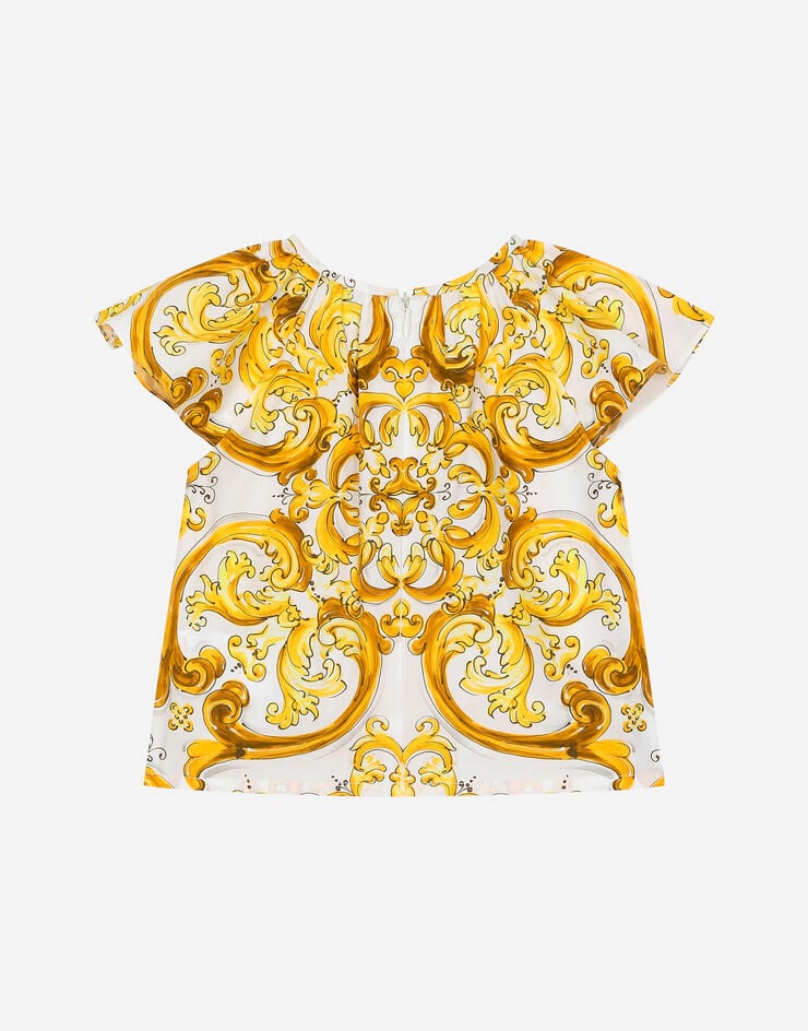 Dolce & Gabbana 옐로 마욜리카 프린트 포플린 블라우스 인쇄 L26S16FI5JU