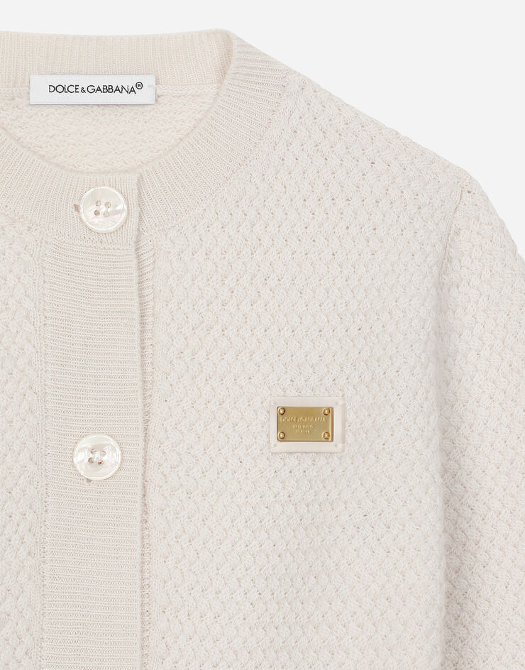 Dolce & Gabbana Cardigan in maglia con lavorazione a punto canestro Grigio L1KWG1JFMFB