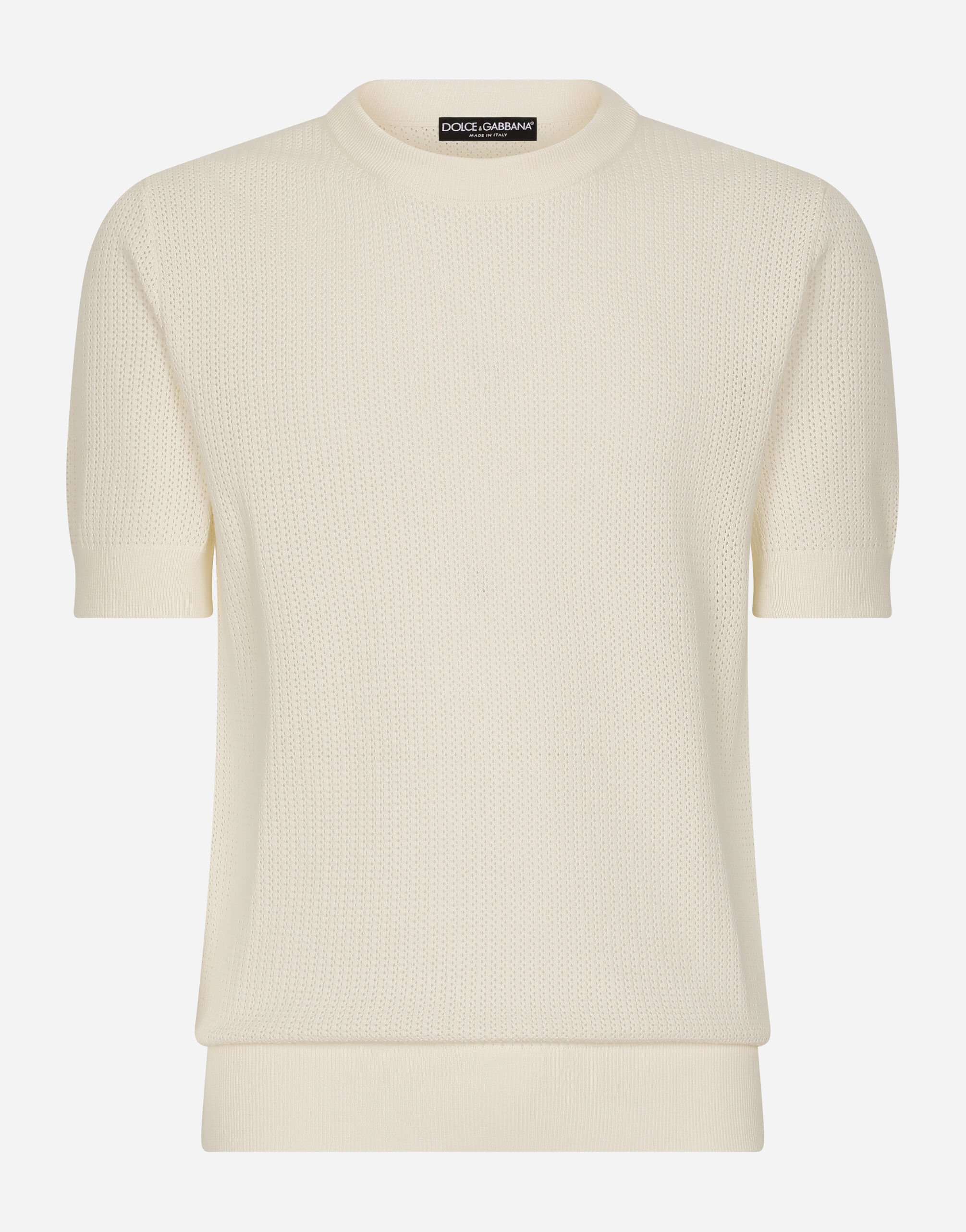 Dolce & Gabbana Cotton sweater with logo label Grey GXP80TJFMK7