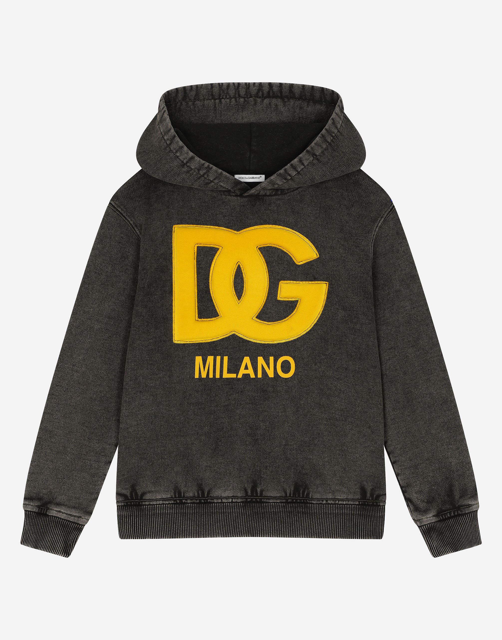 ${brand} Washed-look jersey hoodie with DG logo ${colorDescription} ${masterID}