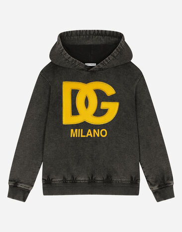 ${brand} Felpa con cappuccio in jersey effetto lavato con logo DG ${colorDescription} ${masterID}