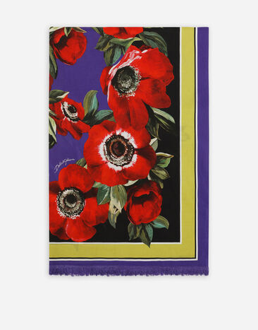Dolce & Gabbana Pareo 110x190 in cotone stampa fiore anemone Stampa O9A46JONO19